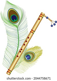 Flute with Peacock vector Graphics