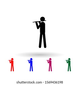 Flute player multi color icon. Simple glyph, flat vector of music icons for ui and ux, website or mobile application