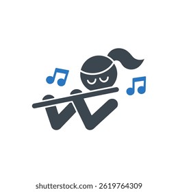 Flute Player Music Icon Isolated On White Background