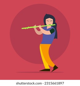 Flute player vector stock Illustration, Jazz Music Vector, flute instrument vector