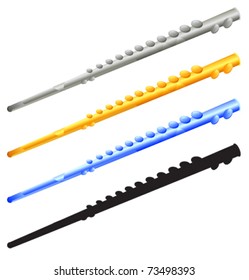 Flute set vector illustration silver gold blue silhouette