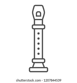 Flute thin line icon, musical and instrument, woodwind sign, vector graphics, a linear pattern on a white background, eps 10.