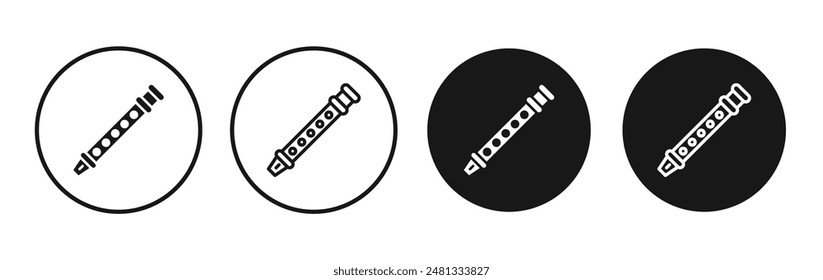 Flute vector icon set black filled and outlined style.