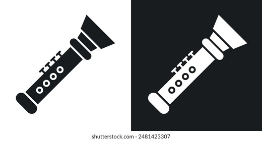 Flute vector icon set in black color.