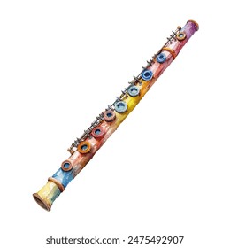 flute vector illustration in watercolor style
