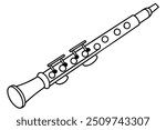 Flute vector line art illustration