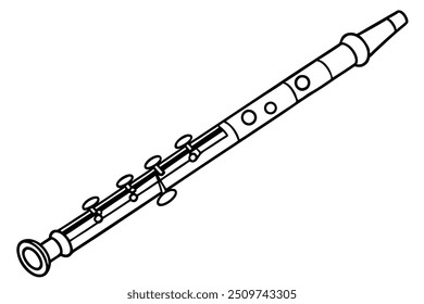 Flute vector line art illustration