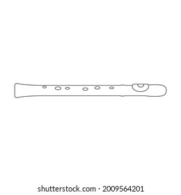 Icono de contorno de vector de flauta. Instrumento de música de ilustración vectorial sobre fondo blanco. Icono de ilustración de esquema aislado de flauta.