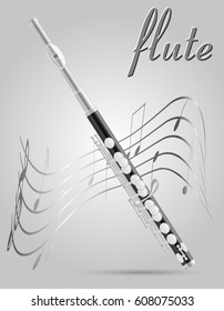 flute wind musical instruments stock vector illustration isolated on gray background