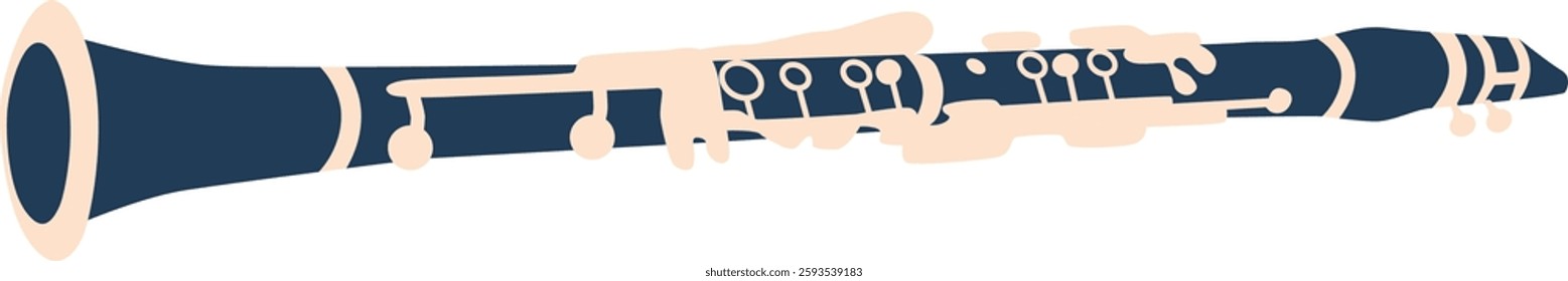 Flute woodwind orchestral instrument vector illustration