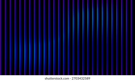Fundo de tarja de vidro canelado, abstrato azul roxo vetor de linhas onduladas no escuro para slides de capas e web