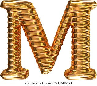 Fluted Gold Horizontally 3d Letter M