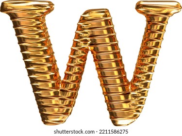 Fluted Gold Horizontally 3d Letter W