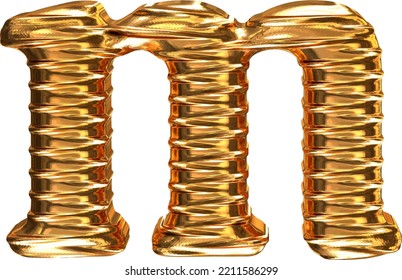 Fluted Gold Horizontally 3d Letter M