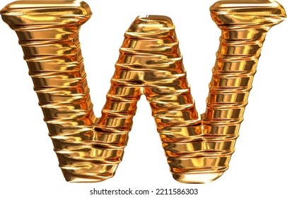 Fluted Gold Horizontally 3d Letter W