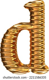 Fluted gold horizontally 3d letter d