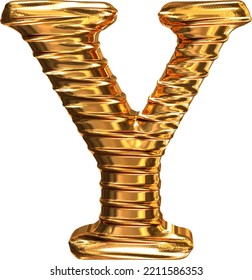 Fluted gold horizontally 3d letter y