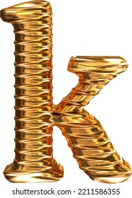 Fluted gold horizontally 3d letter k