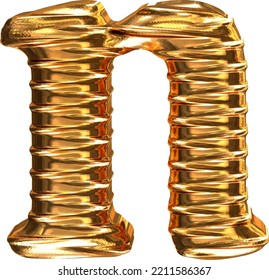 Fluted gold horizontally 3d letter n