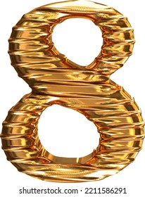 Fluted gold horizontally 3d number 8
