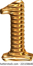 Fluted gold horizontally 3d number 1