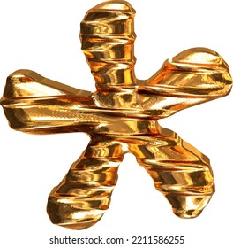 Fluted gold horizontally 3d symbol