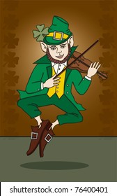 Flute-Playing Leprechaun with FULL Background