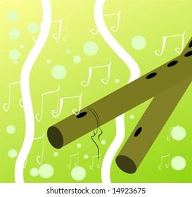  flutes in green background 	