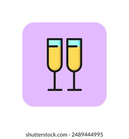 Flutes line icon. Champagne, beverage, toast. Wedding concept. Vector illustration can be used for topics like celebration, anniversary, party