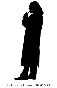 Flutist musician silhouette on a white background