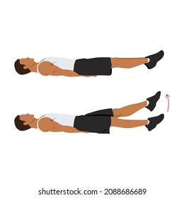 flutter kicks exercise. Flat vector illustration isolated on white background. Workout character