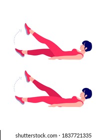 Flutter Kicks exercise, Woman workout fitness, aerobic and exercises. Vector Illustration.