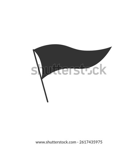 Flutter waving banner with red flagpole and small pennant icon for travel site gps navigation map design white black marker location symbol set event note finish background place website

