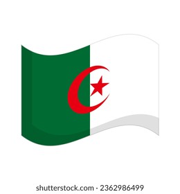 Fluttering Algerian flag icon. Vector.