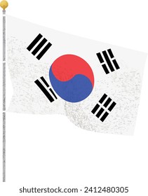 Fluttering Flag of South Korea Taegeukgi Illustration