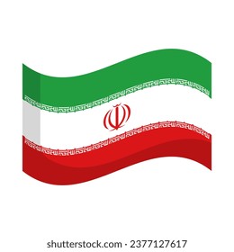 Fluttering Iranian flag icon. Vector.
