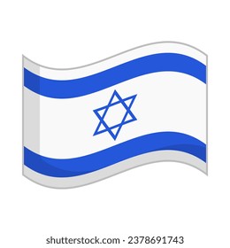Fluttering Israeli flag icon. Vector.