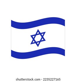 Fluttering Israeli flag. Flag of Israel. Vector.