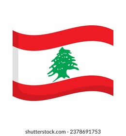 Fluttering Lebanese flag icon. Vector.