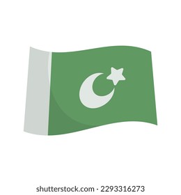 Fluttering Pakistan flag icon. Vector.