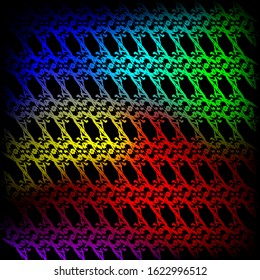 Fluttering pattern of pink squiggles and neon ropes on a black background.