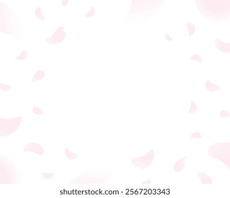 Fluttering petals. Cherry blossoms confetti. Simple cherry blossom frame backgrounds.