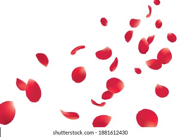 Fluttering red rose petals illustration