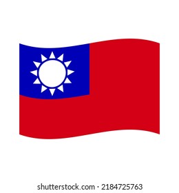 Fluttering Taiwanese Flag Icon. Vector.