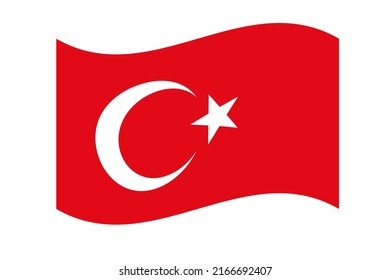 Fluttering Turkish flag icon. Vector.
