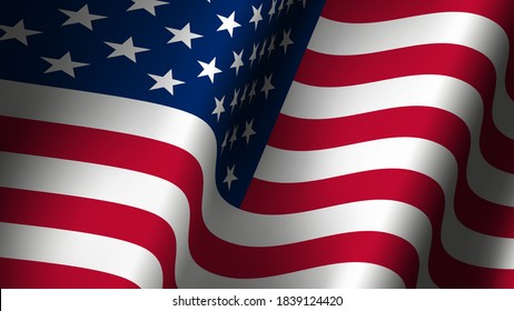 Fluttering waves flag United States of America (USA)