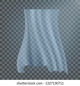 Fluttering White Cloth Vector. Viel Silk. Fabric Curtain. Clear Drape. Realistic Clear Material Illustration