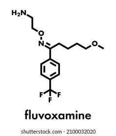 Fluvoxamine drug molecule (SSRI). Skeletal formula.