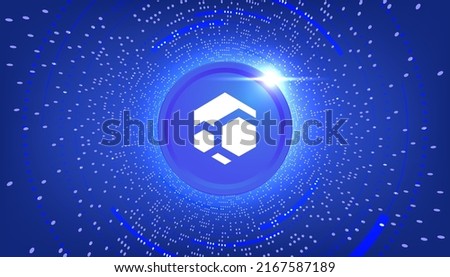 Flux coin banner. Flux coin cryptocurrency concept banner background.