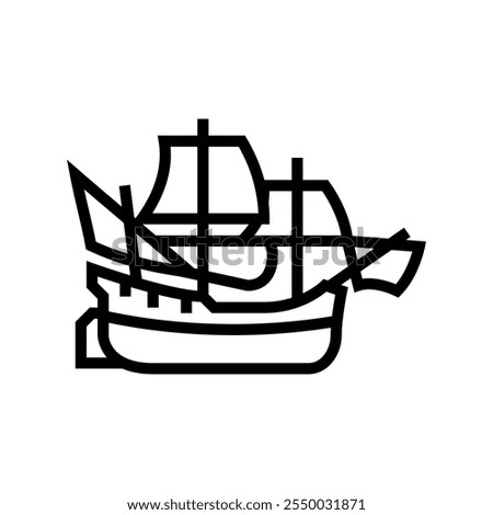 fluyt ancient ship line icon vector. fluyt ancient ship sign. isolated contour symbol black illustration